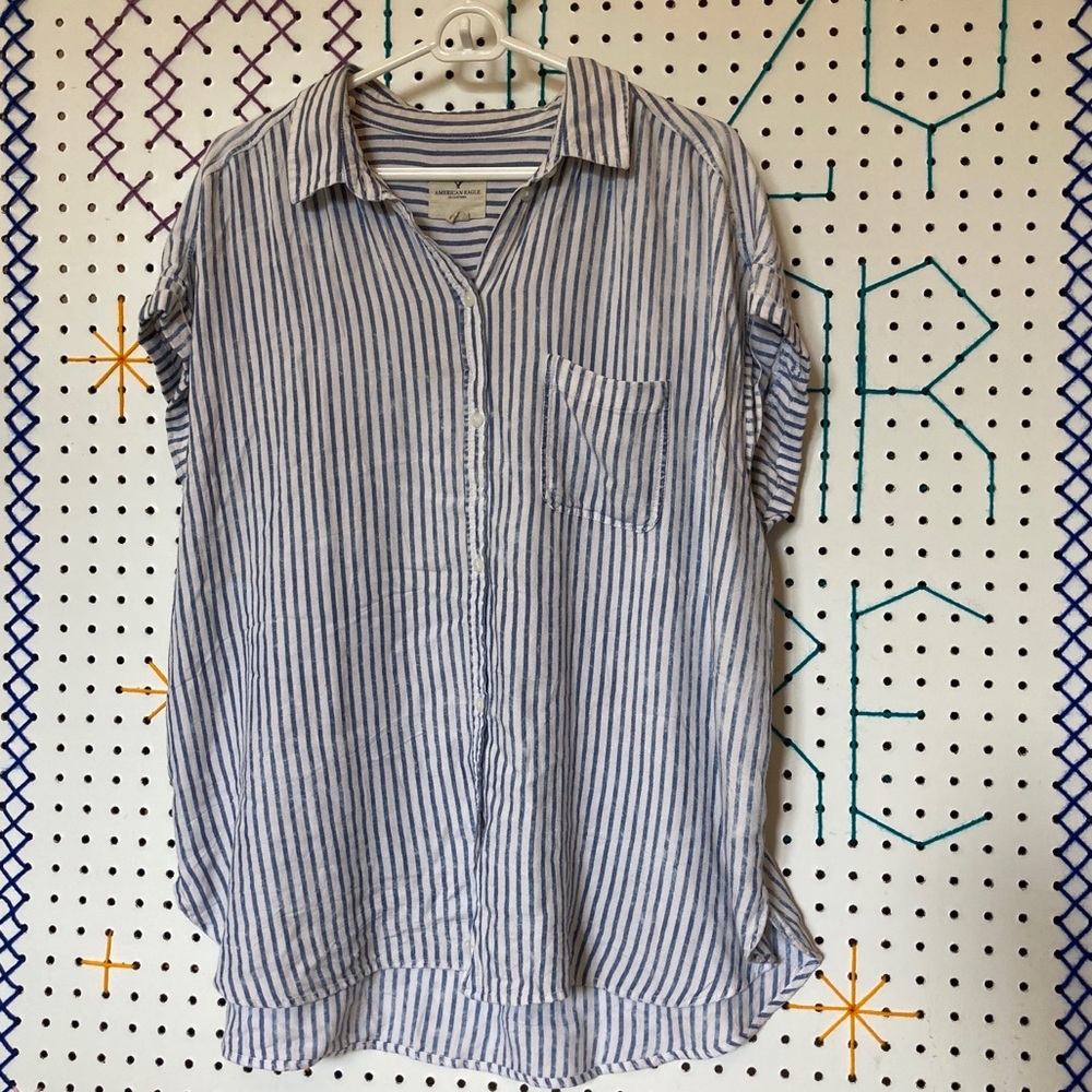 AMERICAN EAGLE vertical stripe button up, sz XL